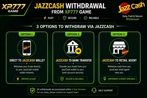 JazzCash withdrawal from XP777 Game